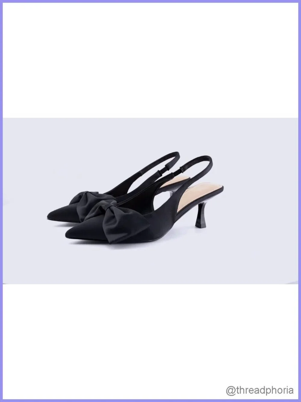 Women's Bow Slingback Heels Pointed Toe Kitten Pumps Dress Shoes with Elastic